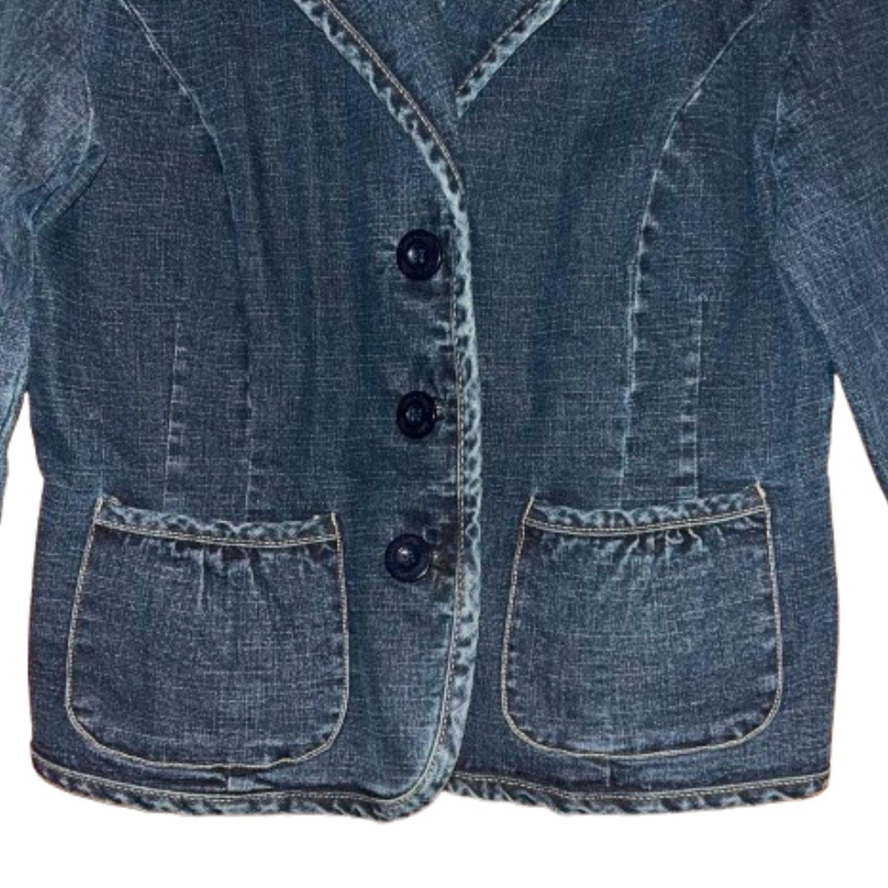 Live A Little Women's Size Small Vintage Dark Wash Blue Denim Jacket - Picture 4 of 11